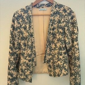 Charlie Jade Textured Cropped Blazer / Jacket – Palm Print